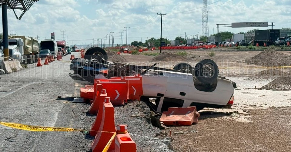 Accidente registrado en la carretera Reynosa-Monterrey, donde una mujer perdio la vida